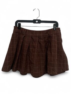 Thorn and Fable Hot Topic Fairy Brown Plaid Pleated Mini Skirt